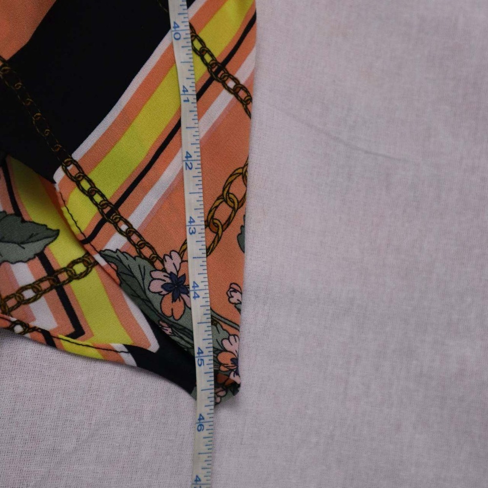 Nanette Lepore Womens Scarf Print Handkerchief Hem Midi Dress Orange Black Sz 10 - Picture 6 of 6